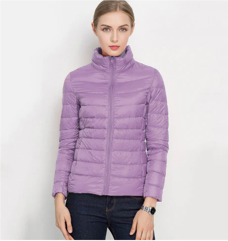 Women's Padded Slim Fit Jacket – Chic Notched Zip Design 9