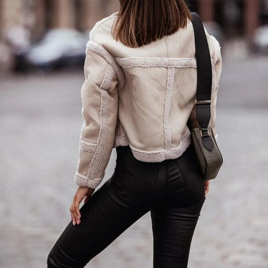 Women's Patchwork Leather Jacket – Stylish Faux Leather for Edgy Looks 3