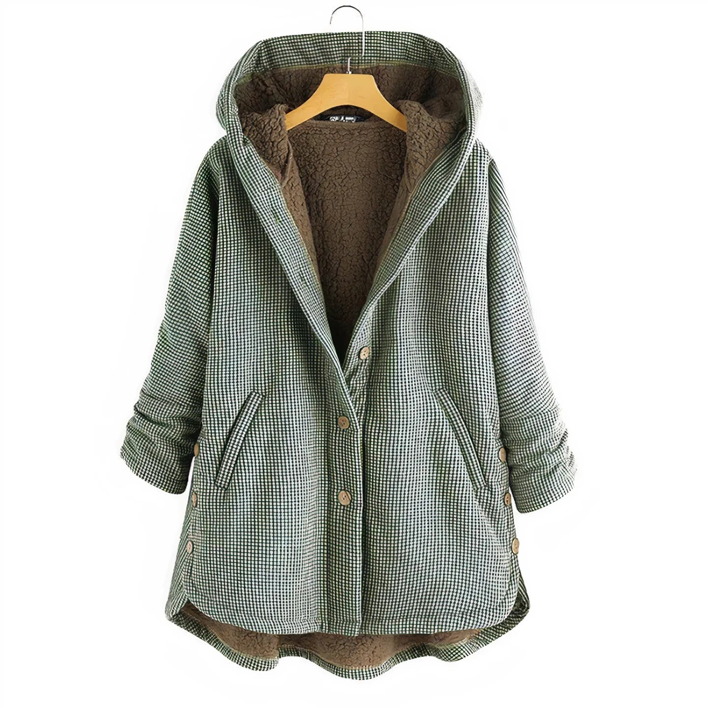 Women’s Plaid Hooded Coat – Sherpa Lined for Cozy Comfort 0