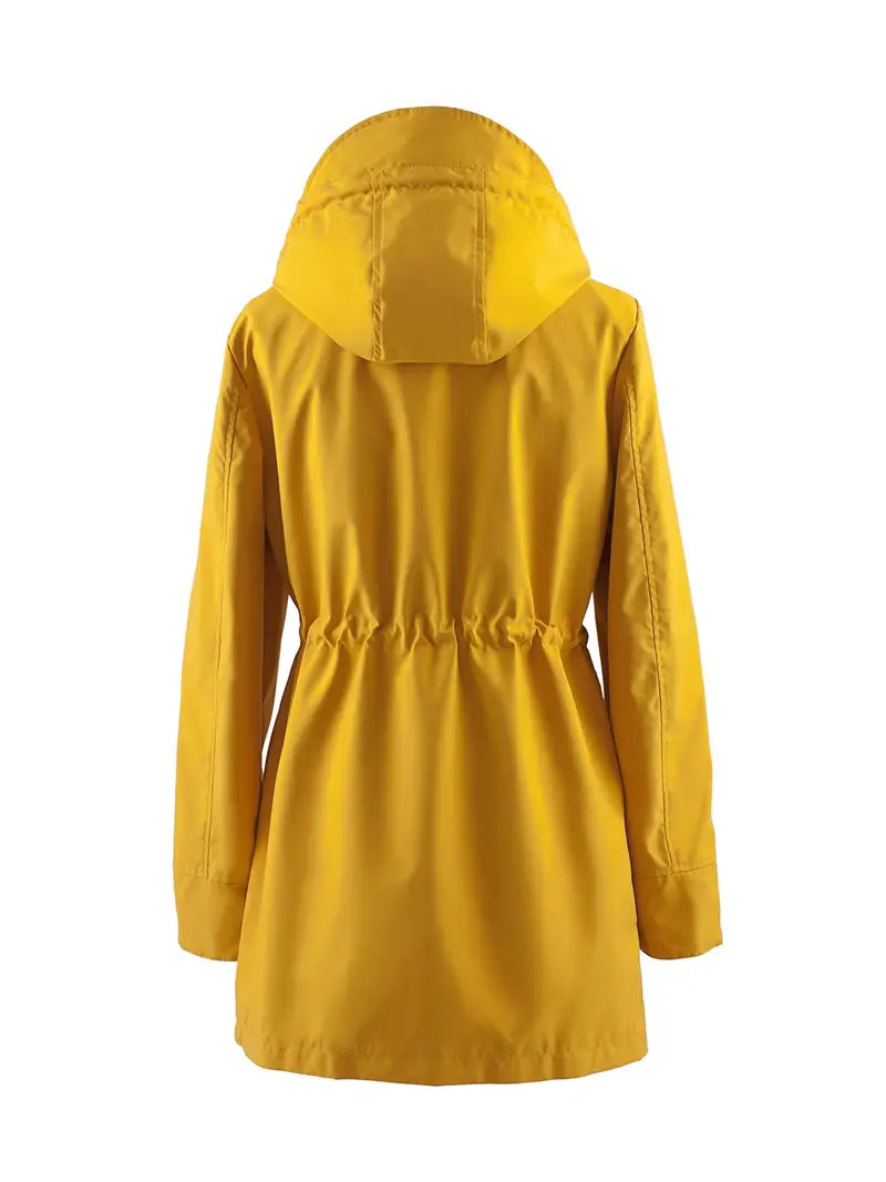 Women's Plaid Hooded Trench Coat – Stylish & Windproof Comfort 3