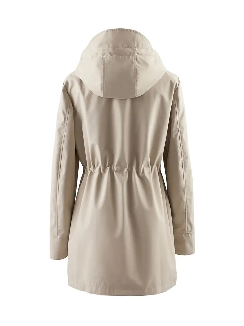 Women's Plaid Hooded Trench Coat – Stylish & Windproof Comfort 4