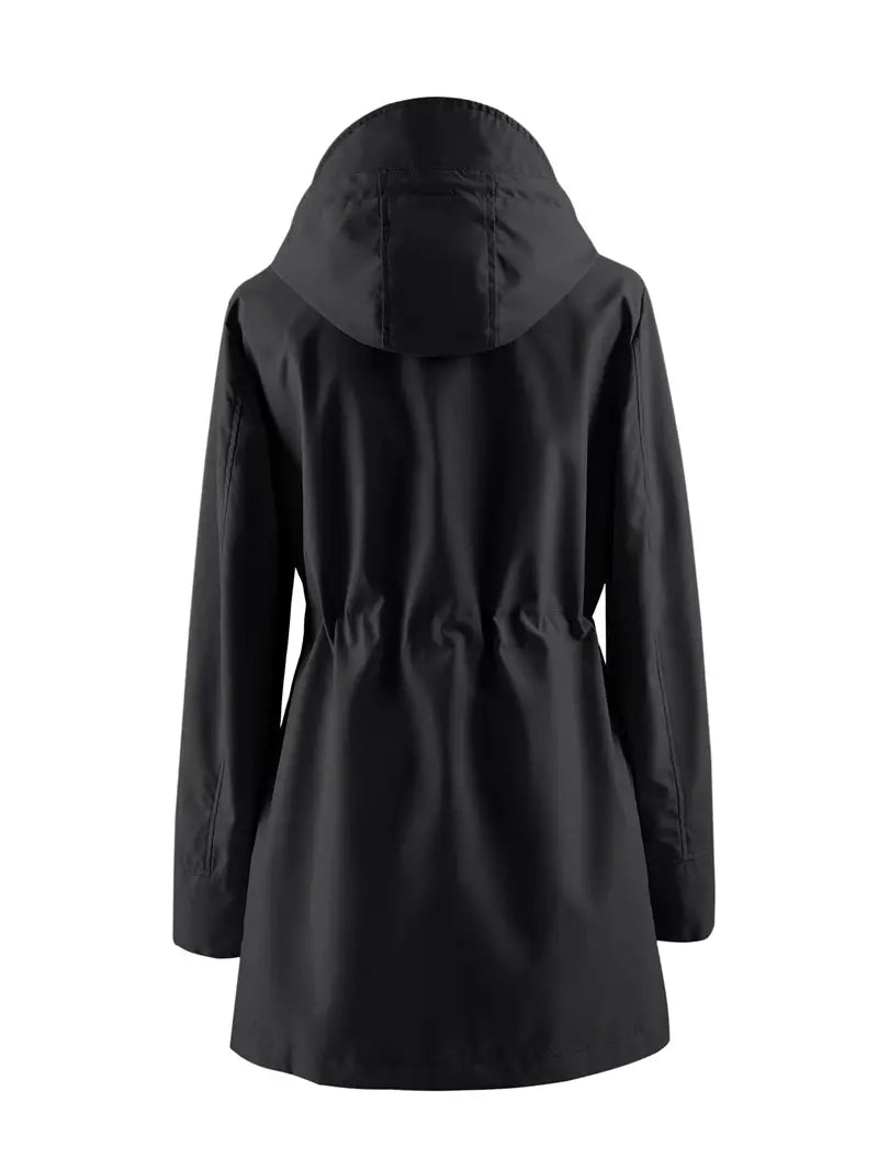 Women's Plaid Hooded Trench Coat – Stylish & Windproof Comfort 5