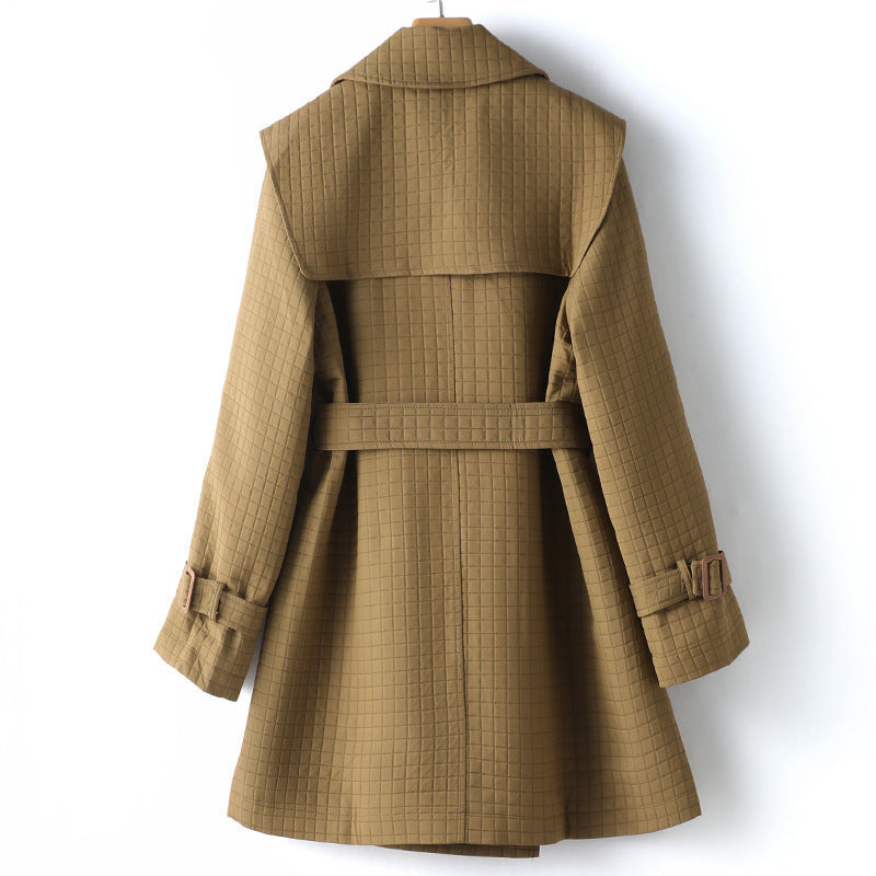 Women's Plaid Trench Coat – Chic Belted Design for Effortless Style 1