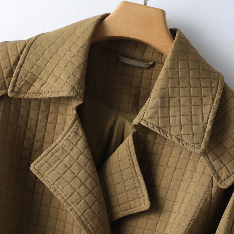 Women's Plaid Trench Coat – Chic Belted Design for Effortless Style 2