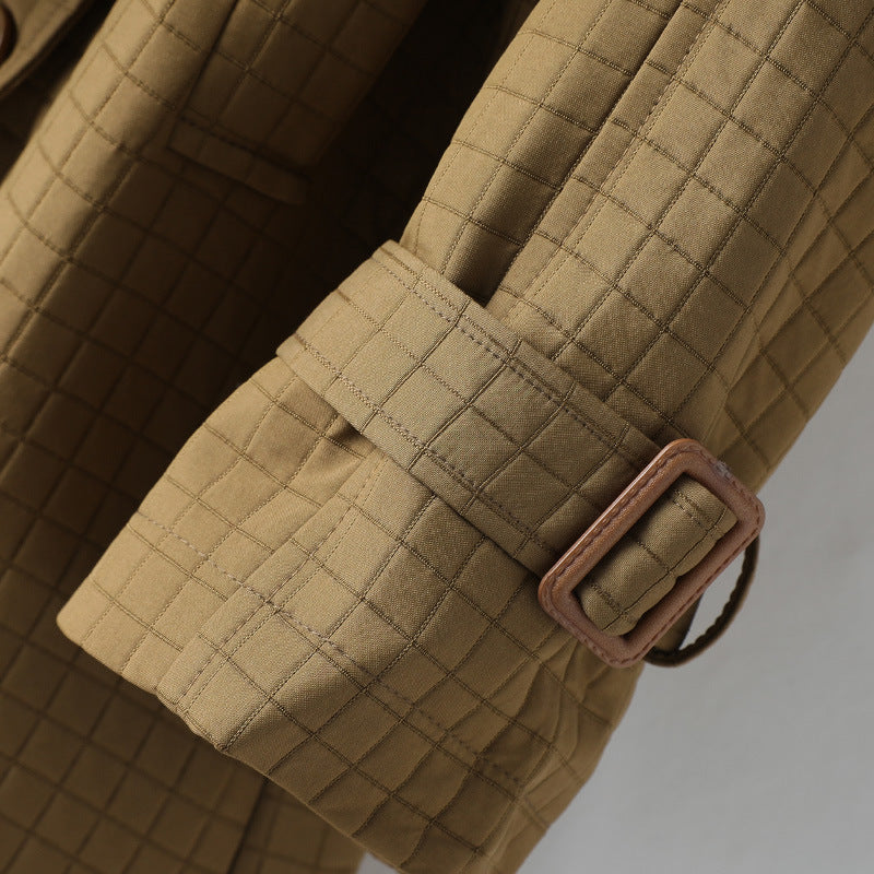Women's Plaid Trench Coat – Chic Belted Design for Effortless Style 3