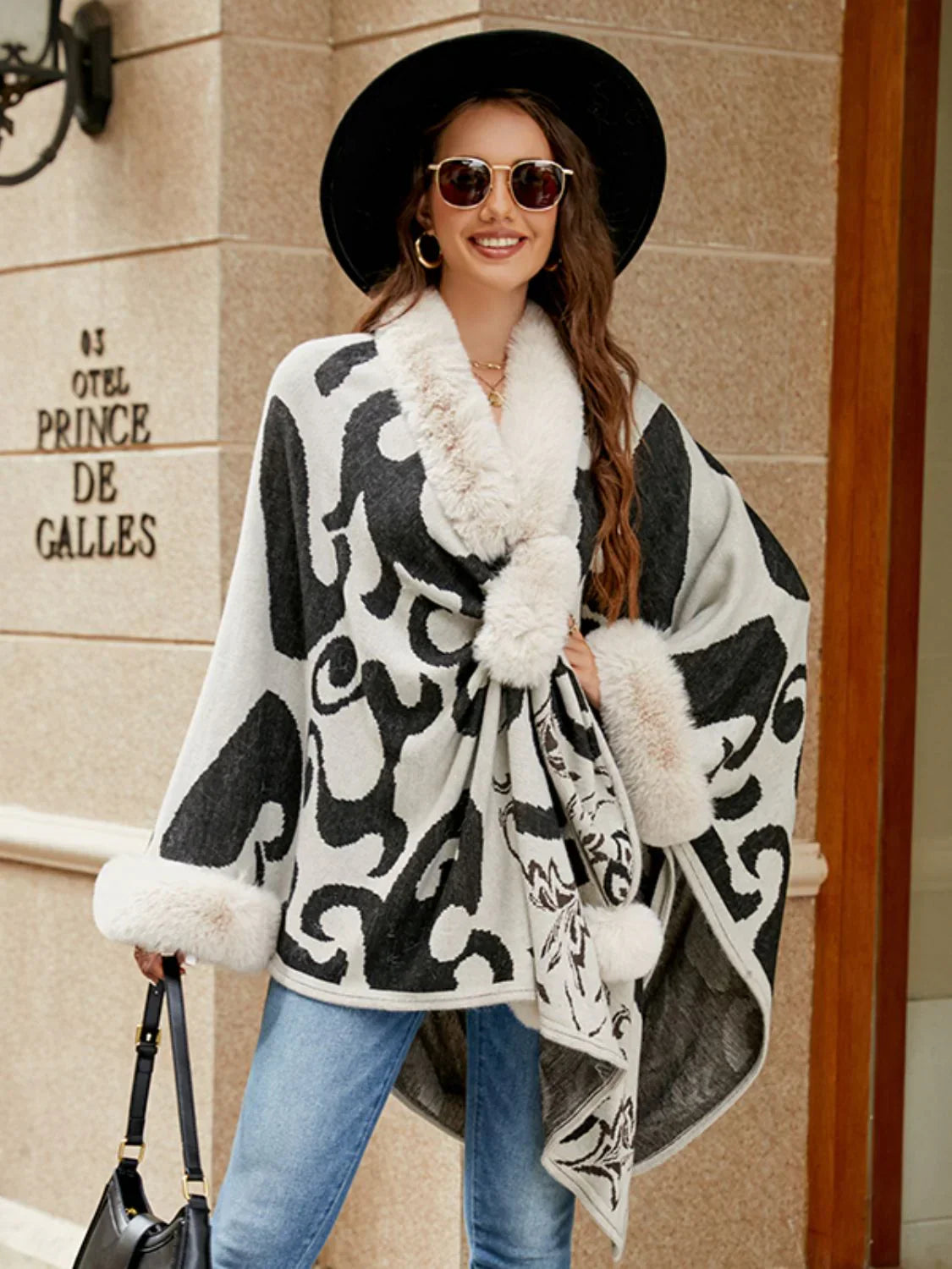 Women's Printed Poncho – Cozy Oversized Layer for Winter 0