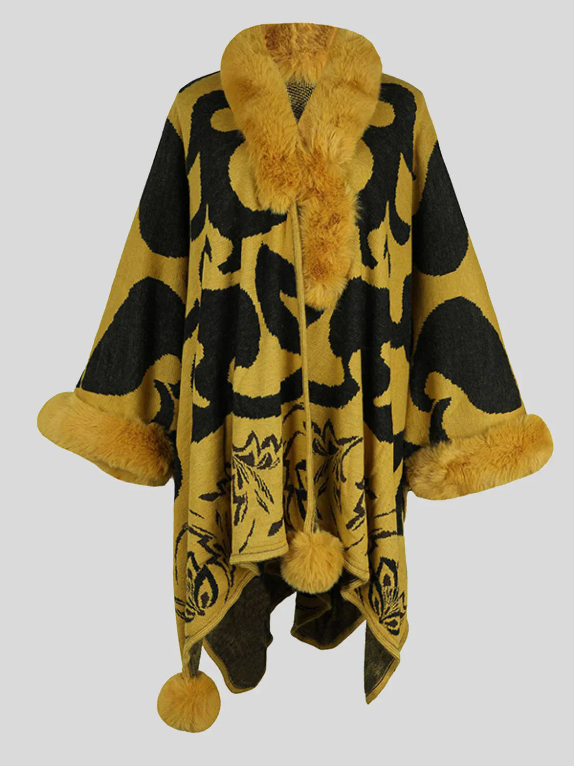 Women's Printed Poncho – Cozy Oversized Layer for Winter 2