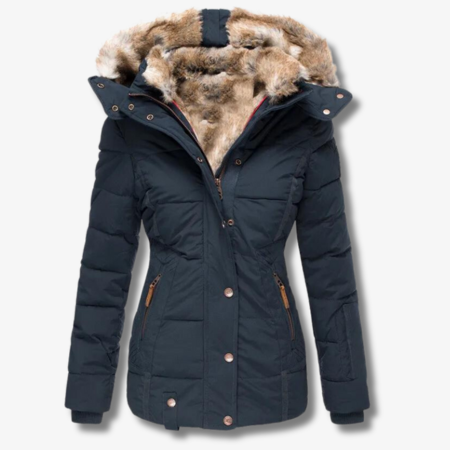 Women's Puffer Coat – Cozy Faux Fur Hood for Winter Warmth 1