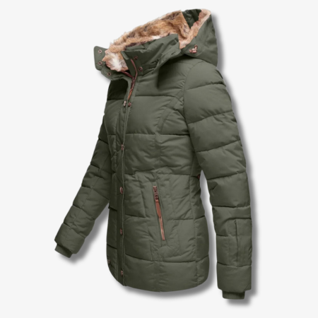 Women's Puffer Coat – Cozy Faux Fur Hood for Winter Warmth 2