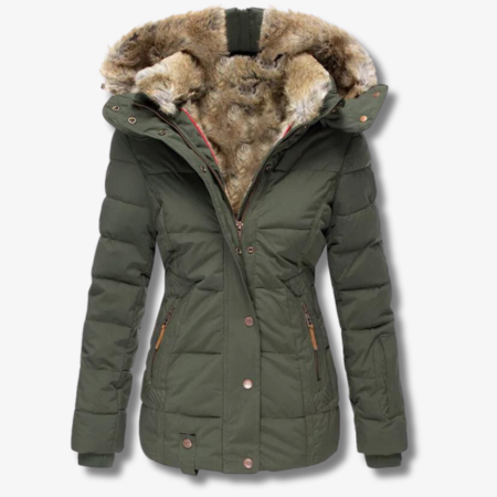 Women's Puffer Coat – Cozy Faux Fur Hood for Winter Warmth 5