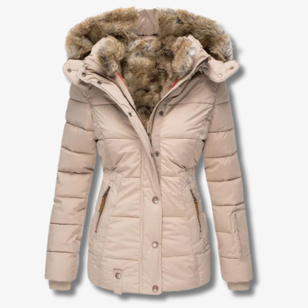 Women's Puffer Coat – Cozy Faux Fur Hood for Winter Warmth 6