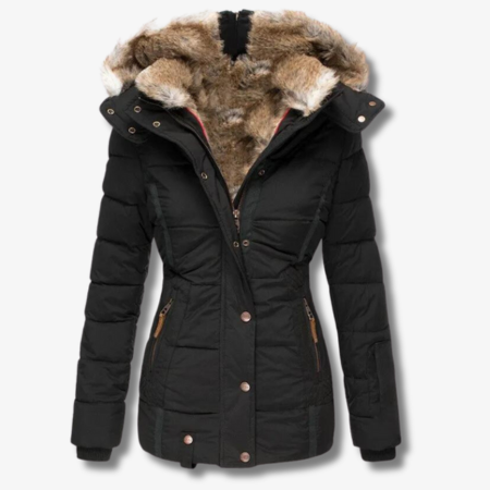 Women's Puffer Coat – Cozy Faux Fur Hood for Winter Warmth 8