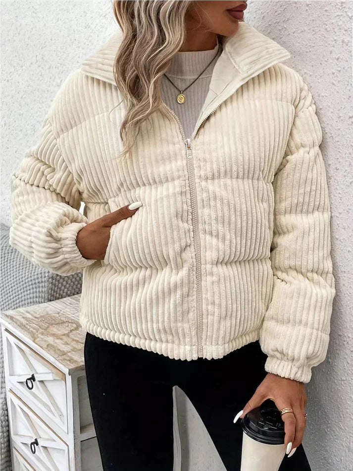 Women’s Quilted Corduroy Jacket – Cozy Padded Outerwear 1