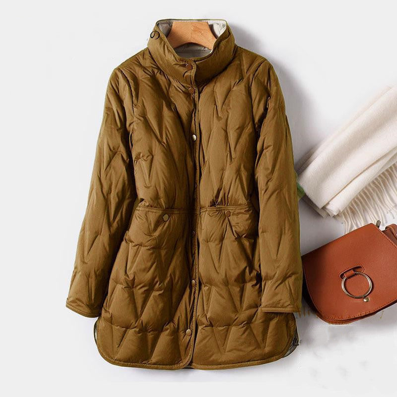 Women's Quilted Puffer Jacket – Stylish Warmth with Snap Closure 1