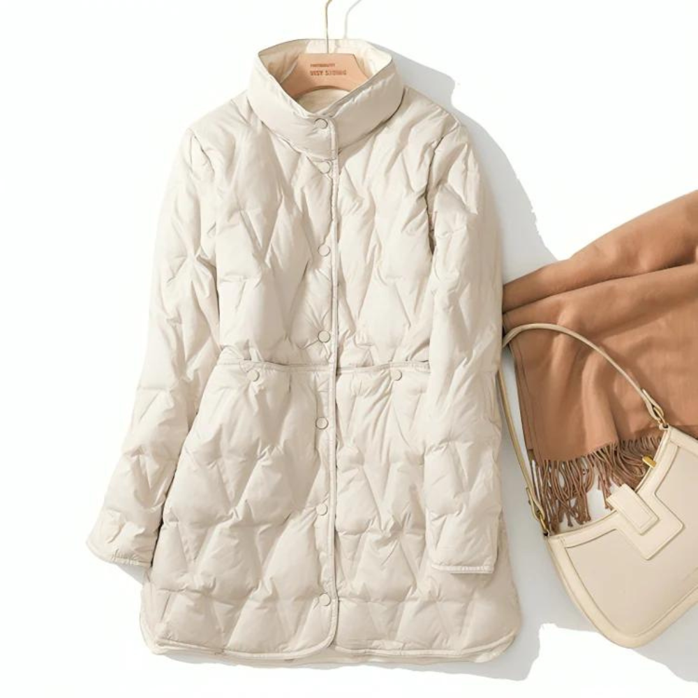 Women's Quilted Puffer Jacket – Stylish Warmth with Snap Closure 2