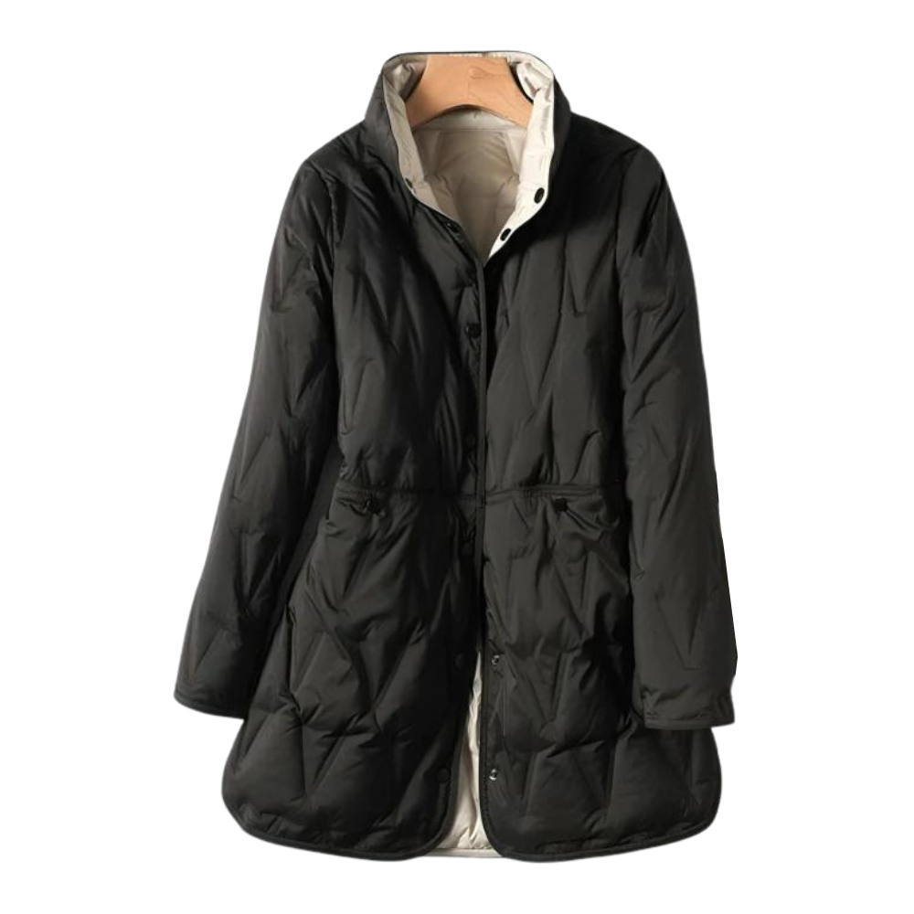 Women's Quilted Puffer Jacket – Stylish Warmth with Snap Closure 3