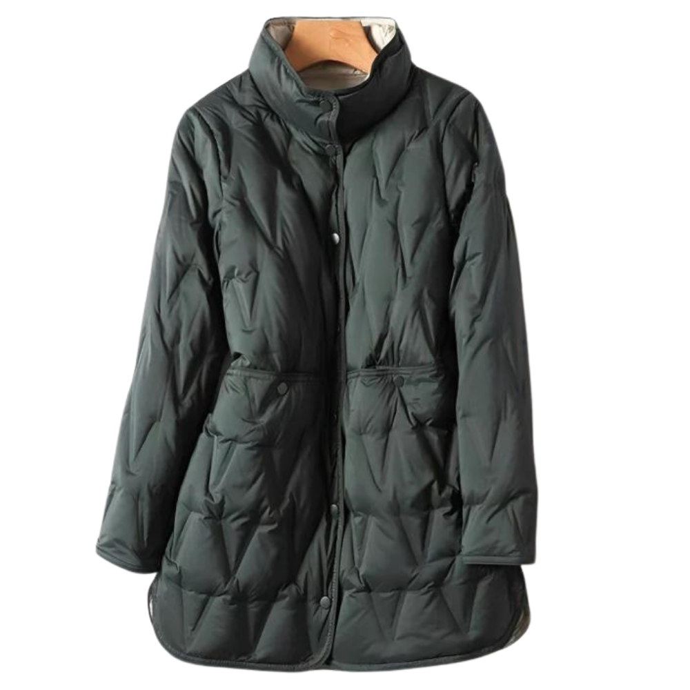 Women's Quilted Puffer Jacket – Stylish Warmth with Snap Closure 4
