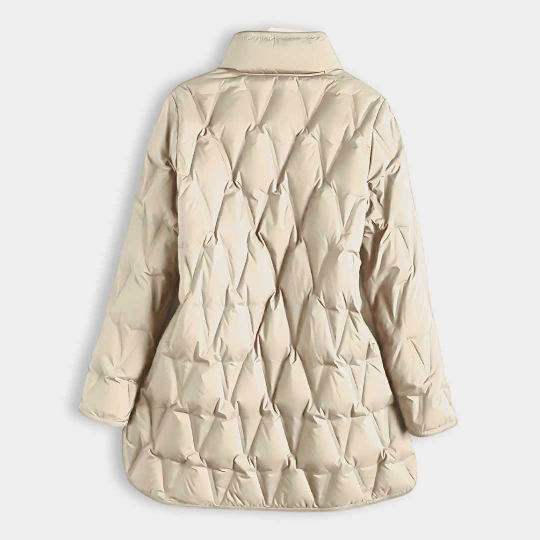 Women's Quilted Puffer Jacket – Stylish Warmth with Snap Closure 5