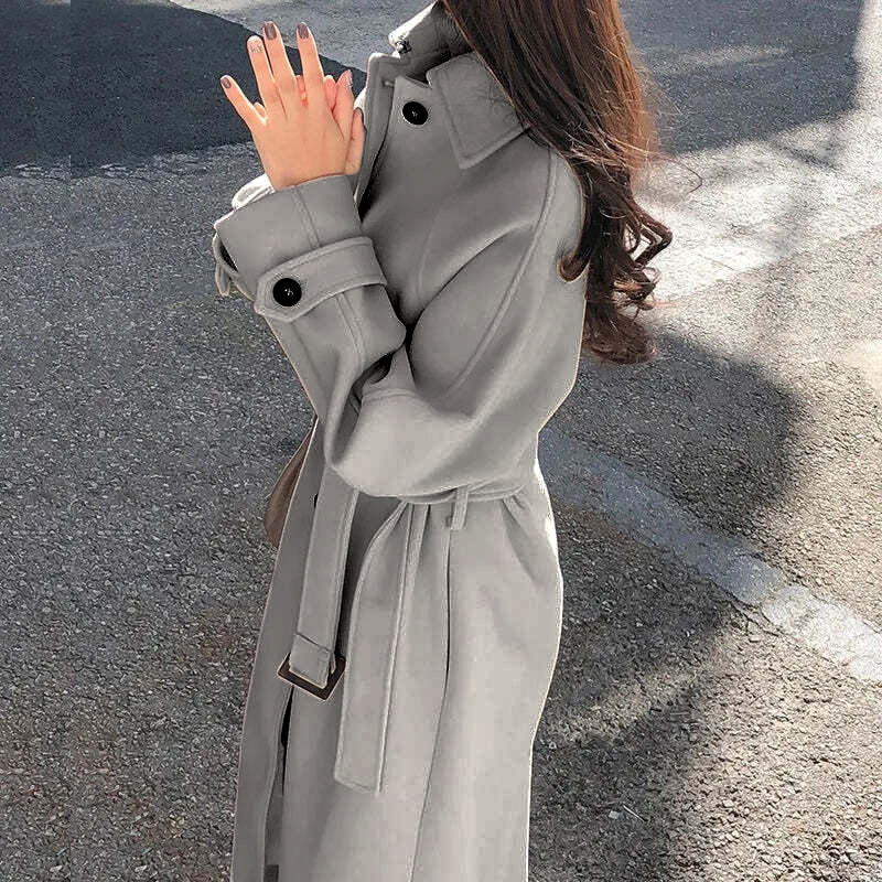 Women's Quilted Wool Coat – Cozy Long Fit for Winter Style 1