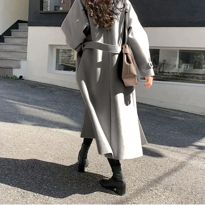 Women's Quilted Wool Coat – Cozy Long Fit for Winter Style 2