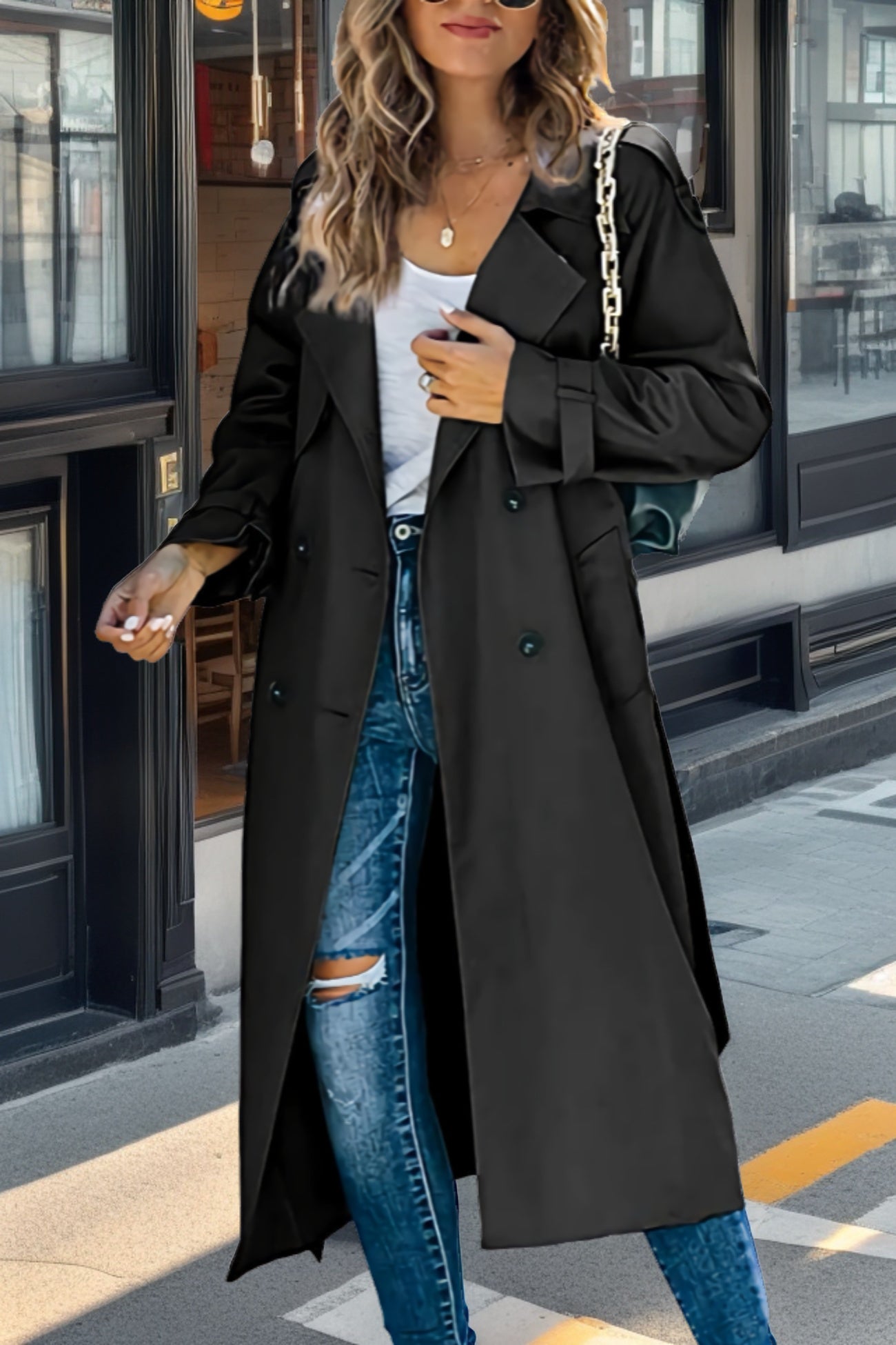 Women's Retro Double-Breasted Trench Coat – Timeless Style for All Seasons 2