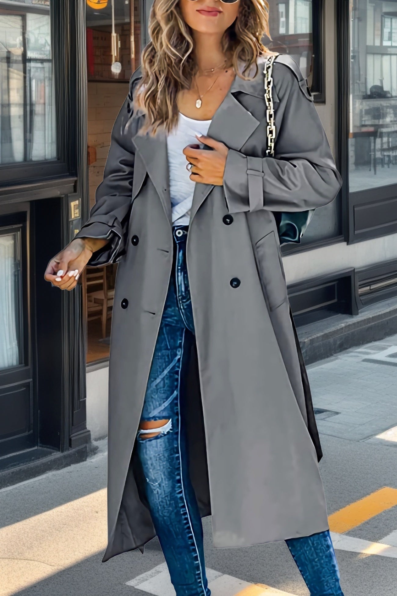Women's Retro Double-Breasted Trench Coat – Timeless Style for All Seasons 3