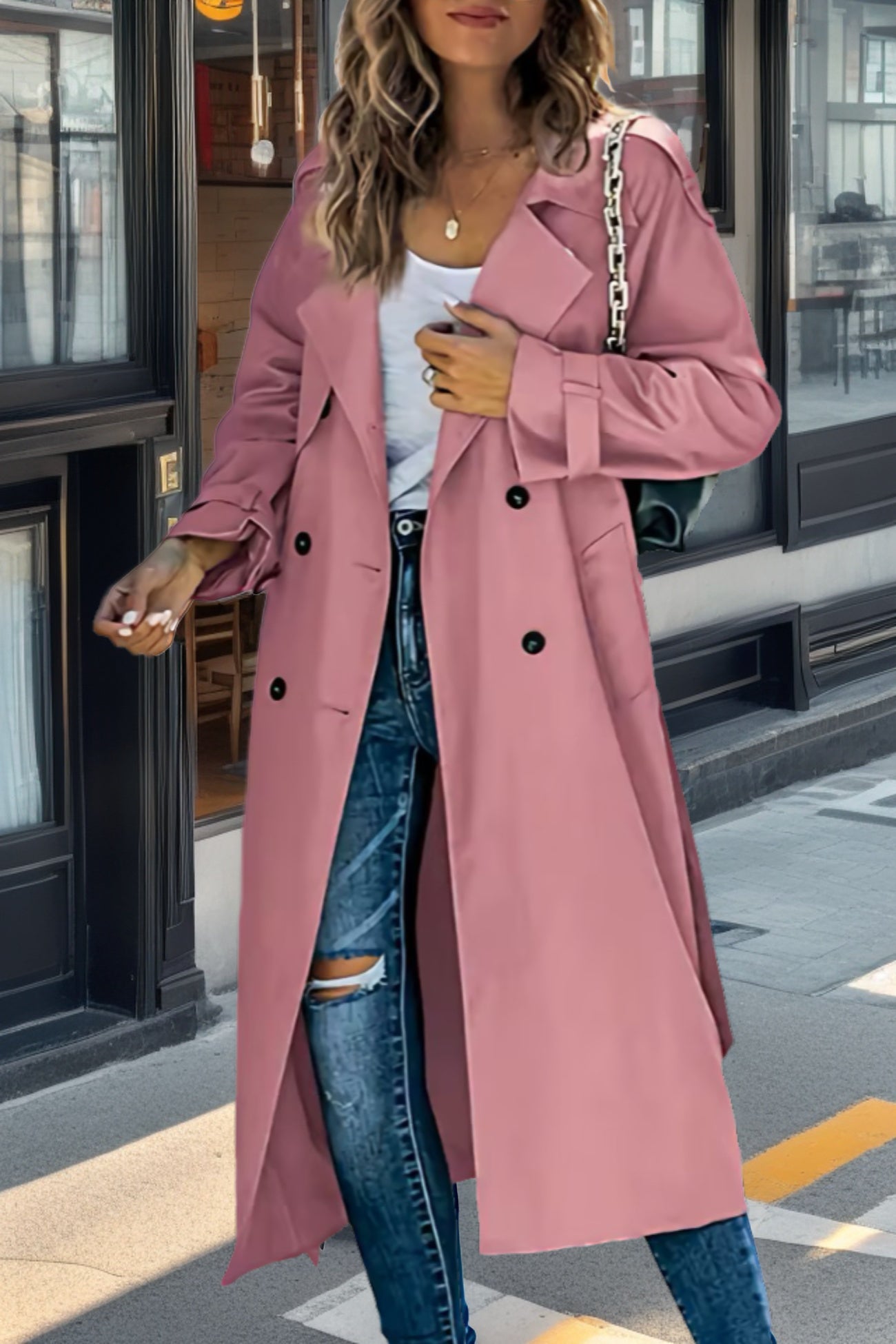Women's Retro Double-Breasted Trench Coat – Timeless Style for All Seasons 5