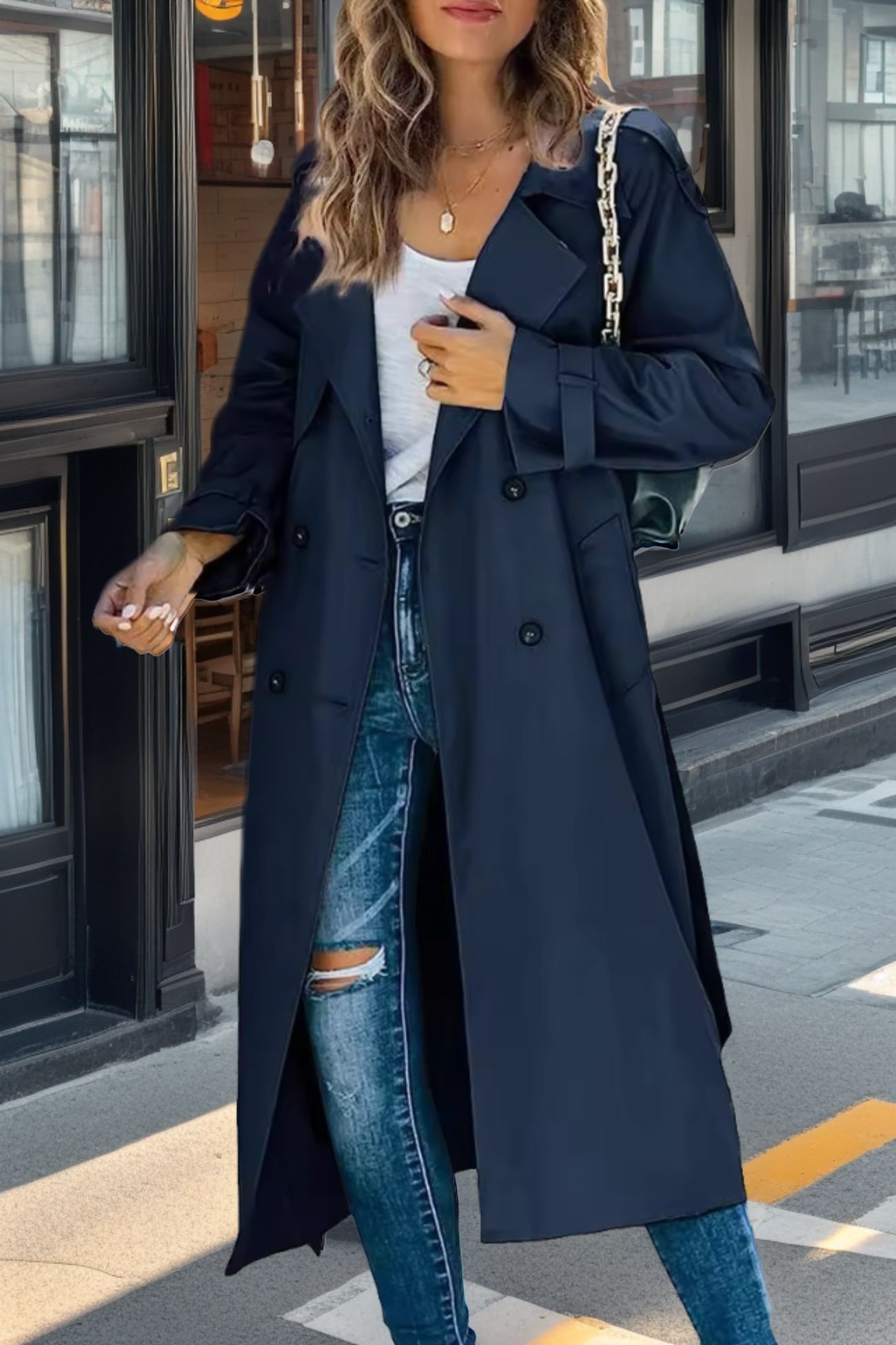 Women's Retro Double-Breasted Trench Coat – Timeless Style for All Seasons 7