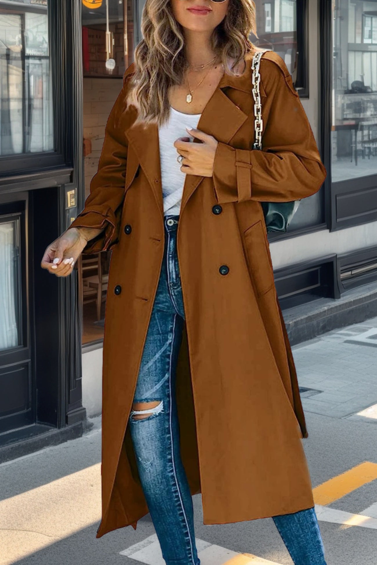 Women's Retro Double-Breasted Trench Coat – Timeless Style for All Seasons 8