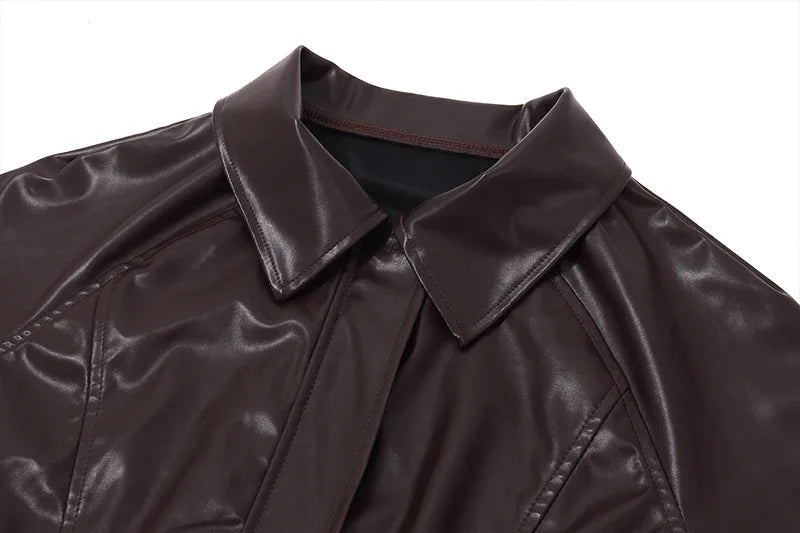 Women's Retro PU Leather Jacket – Chic Zipper Design for Fall 4