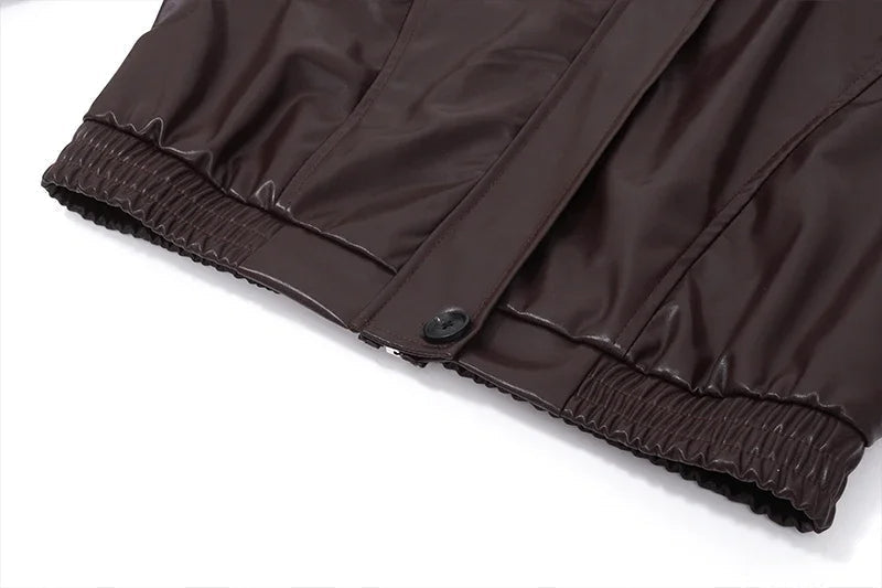 Women's Retro PU Leather Jacket – Chic Zipper Design for Fall 5