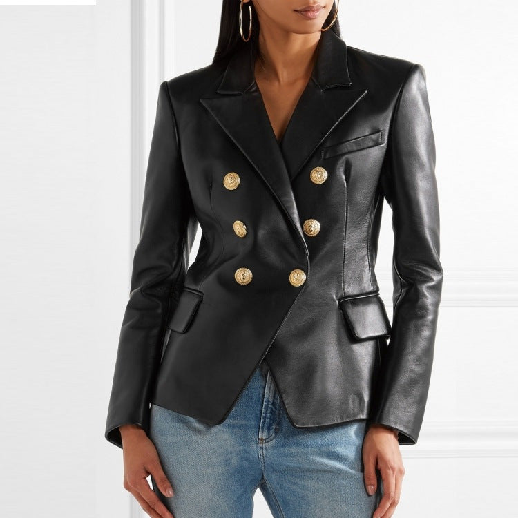 Women's Sheepskin Motorcycle Jacket – Stylish & Warm Design 0