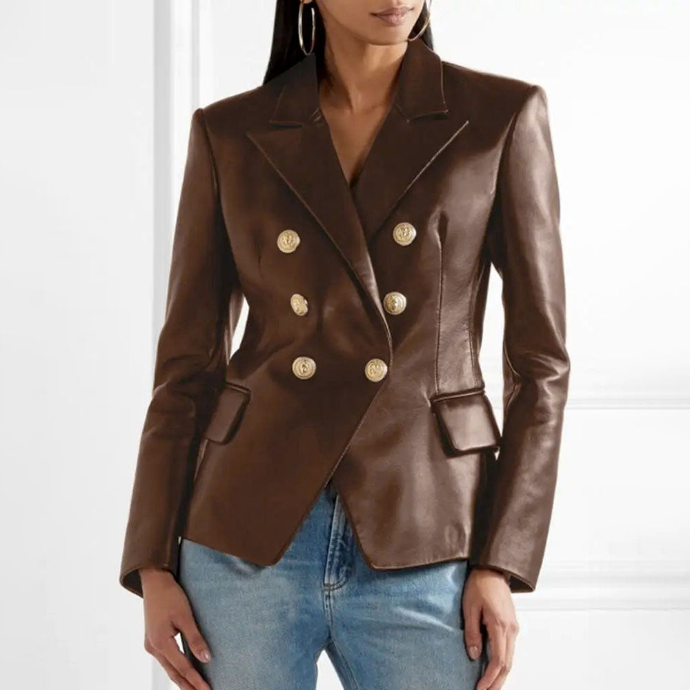 Women's Sheepskin Motorcycle Jacket – Stylish & Warm Design 1