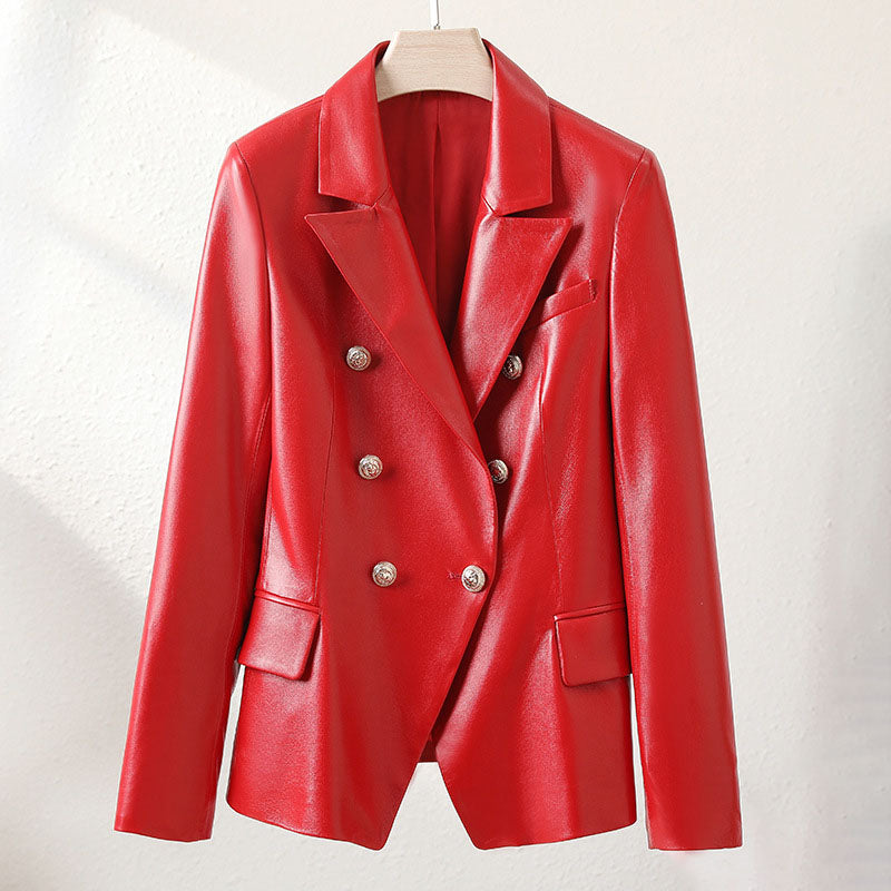 Women's Sheepskin Motorcycle Jacket – Stylish & Warm Design 2