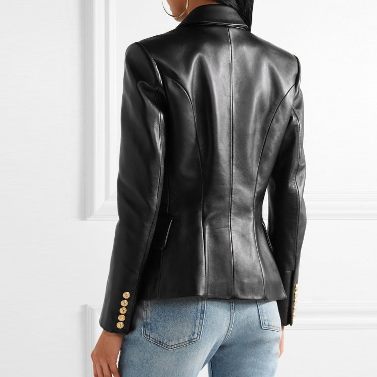 Women's Sheepskin Motorcycle Jacket – Stylish & Warm Design 3