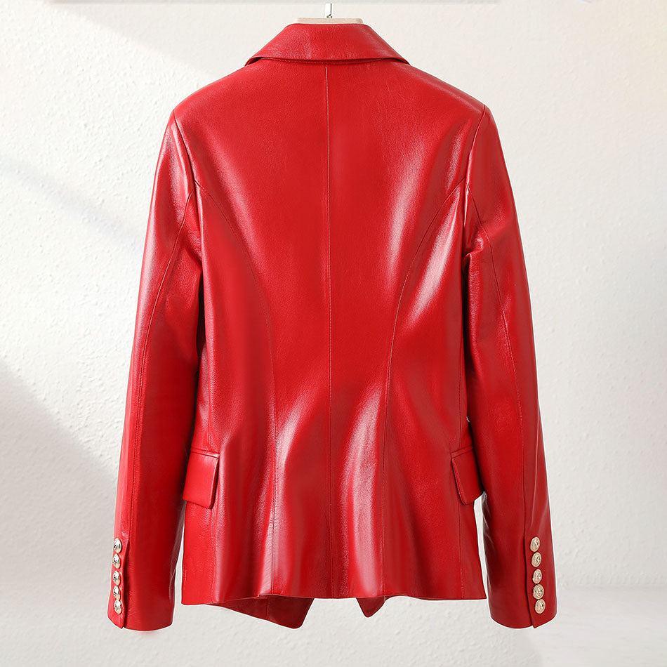 Women's Sheepskin Motorcycle Jacket – Stylish & Warm Design 4
