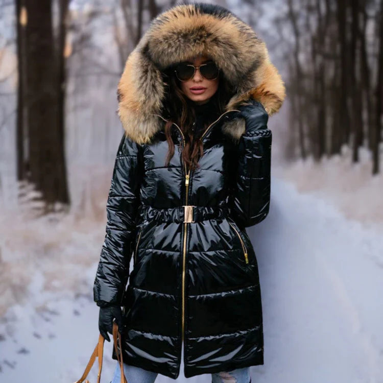 Women's Shiny Hooded Jacket – Trendy Zip-Up for Casual Style 1