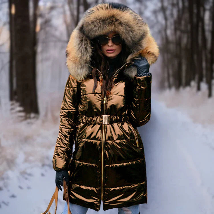 Women's Shiny Hooded Jacket – Trendy Zip-Up for Casual Style 2