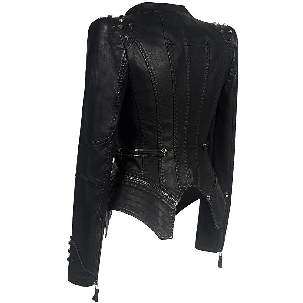Women’s Slim Fit Biker Jacket – Edgy Studded Design 1