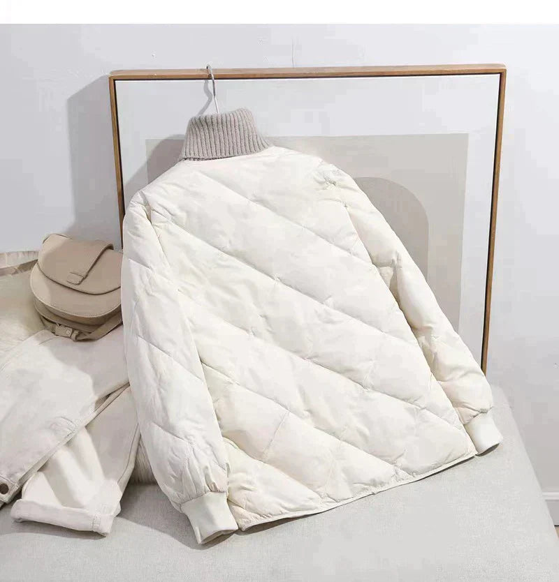 Women's Slim Fit Diamond Check Down Jacket – Cozy Style for Fall 5