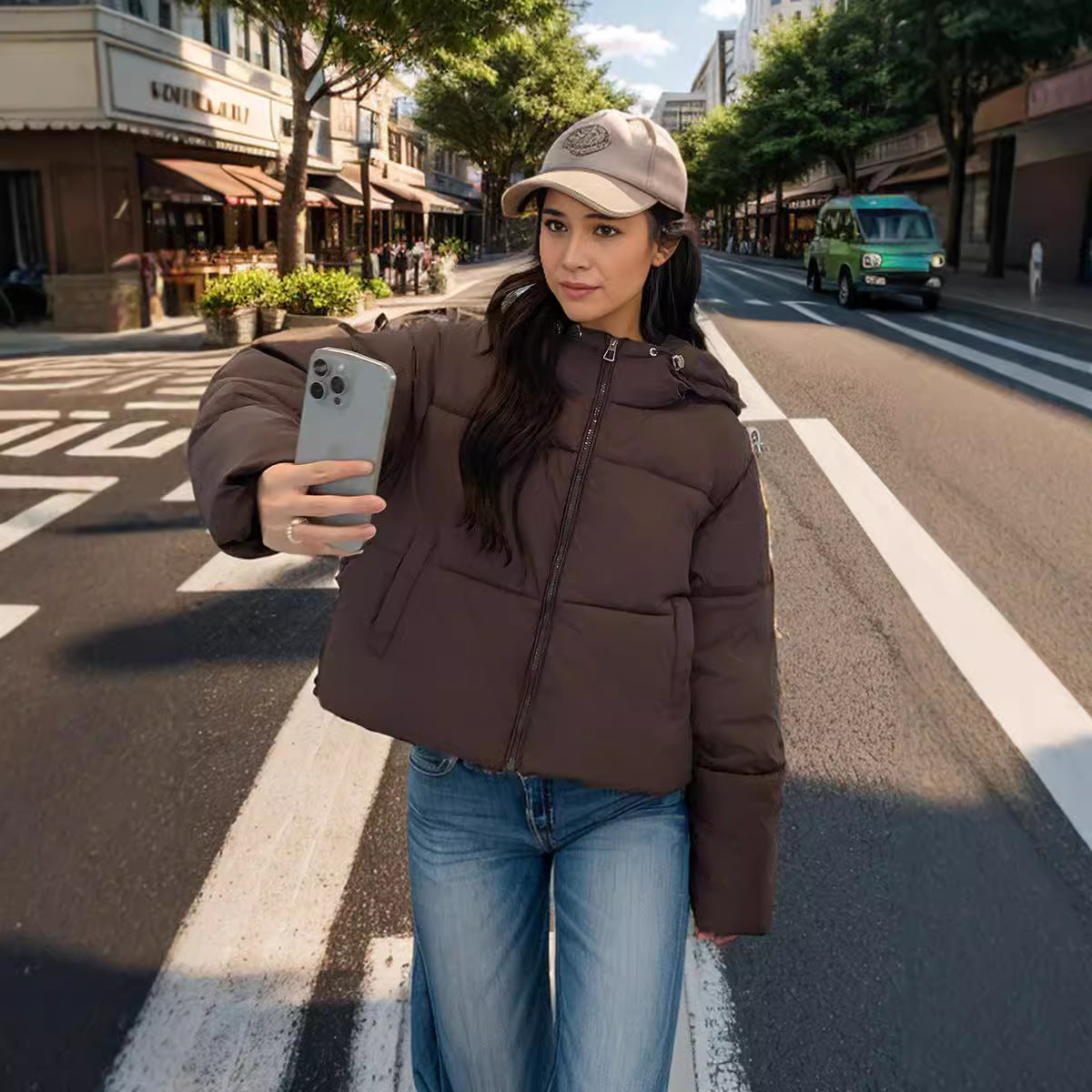 Women's Slim Fit Down Jacket – Chic Half-Placket Design for Cozy Style 6