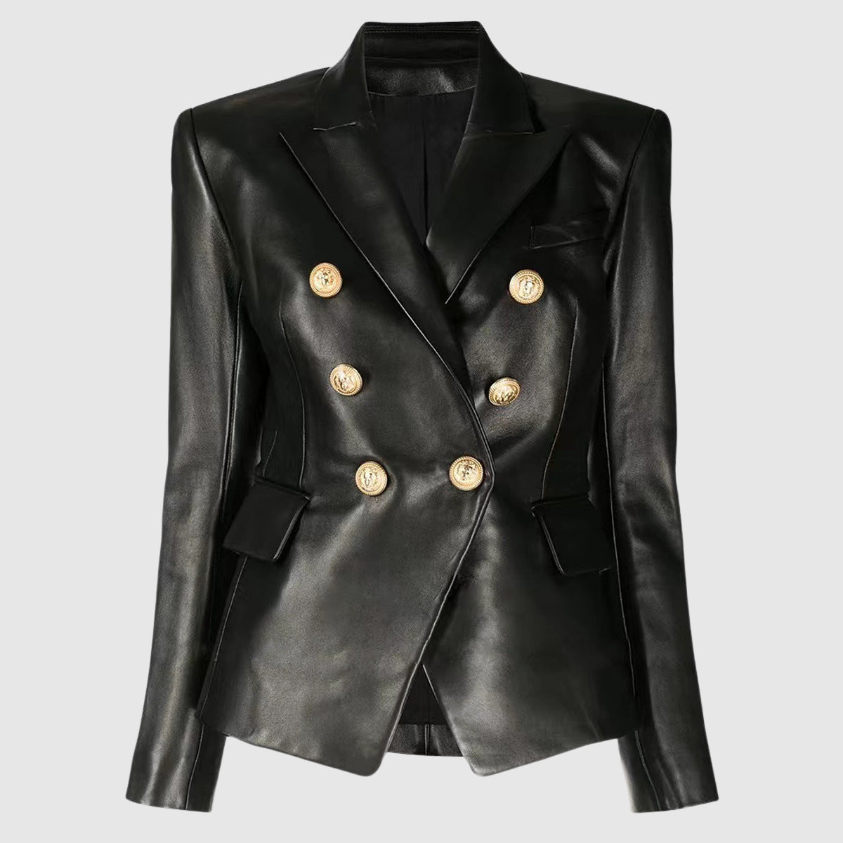 Women's Slim Fit V-Neck Leather Jacket – Chic Style for Every Occasion 1