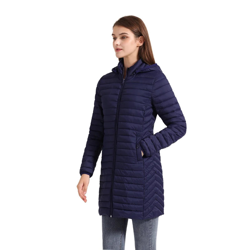 Women's Slim Fit Winter Jacket – Cozy Cotton with Detachable Hood 2