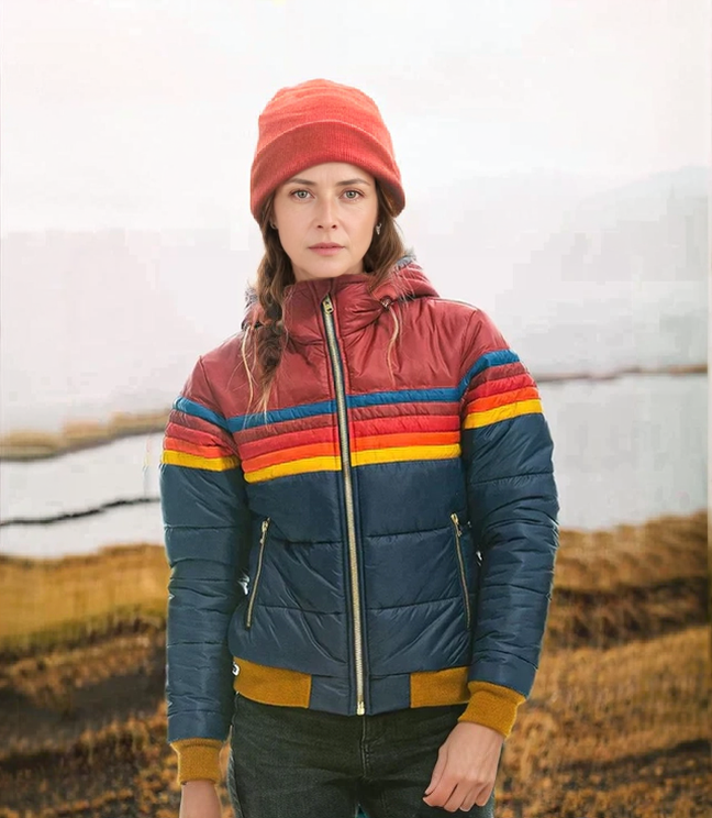 Women’s Striped Quilted Jacket – Cozy Casual Outerwear for Fall 1