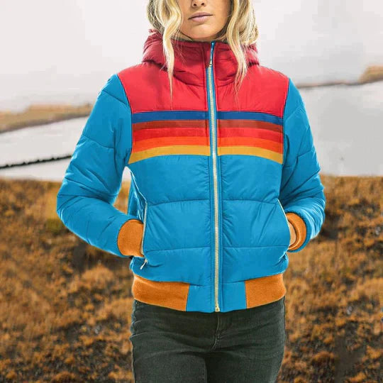 Women’s Striped Quilted Jacket – Cozy Casual Outerwear for Fall 2