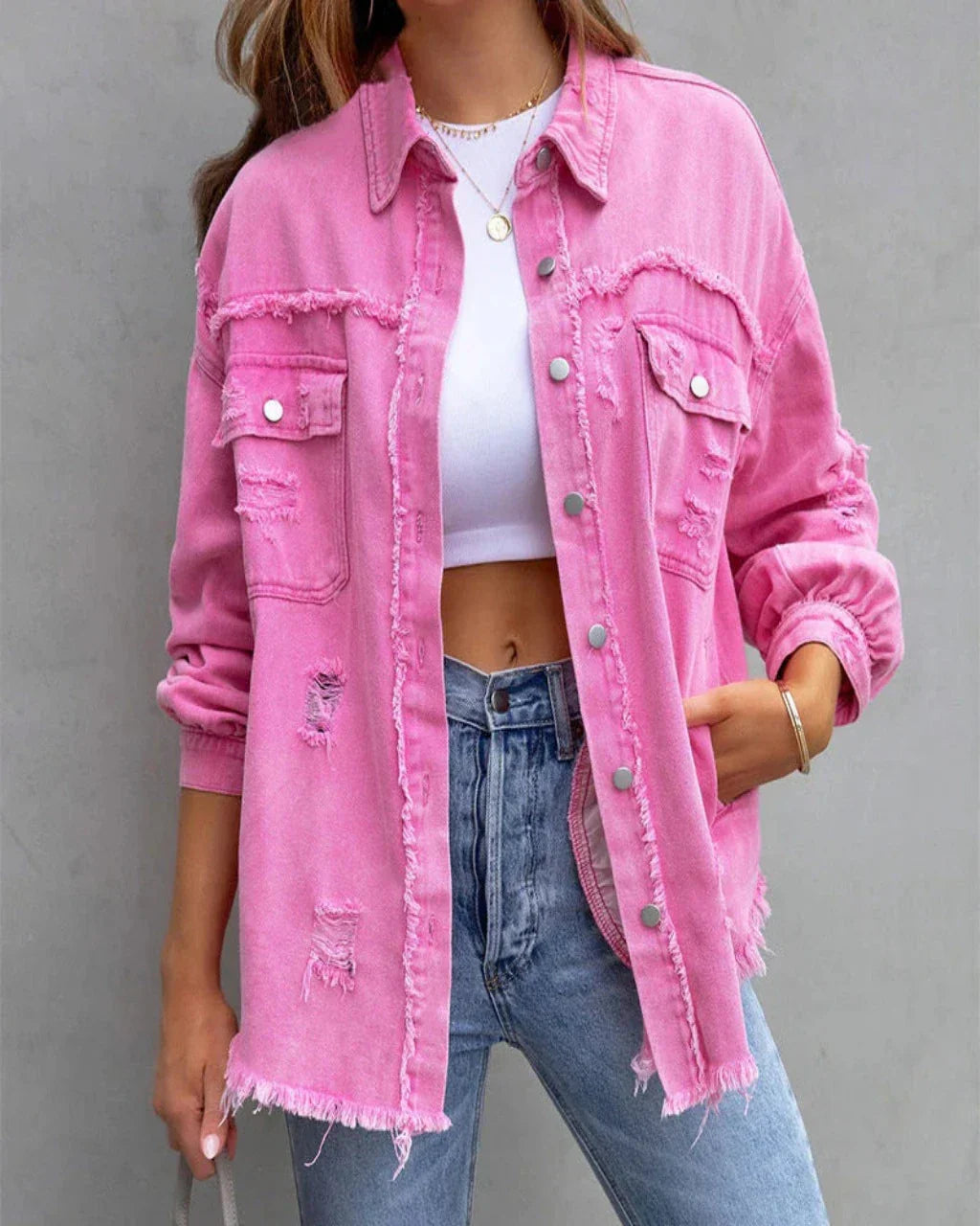 Women's Torn Denim Jacket – Edgy Style for Effortless Outfits 11