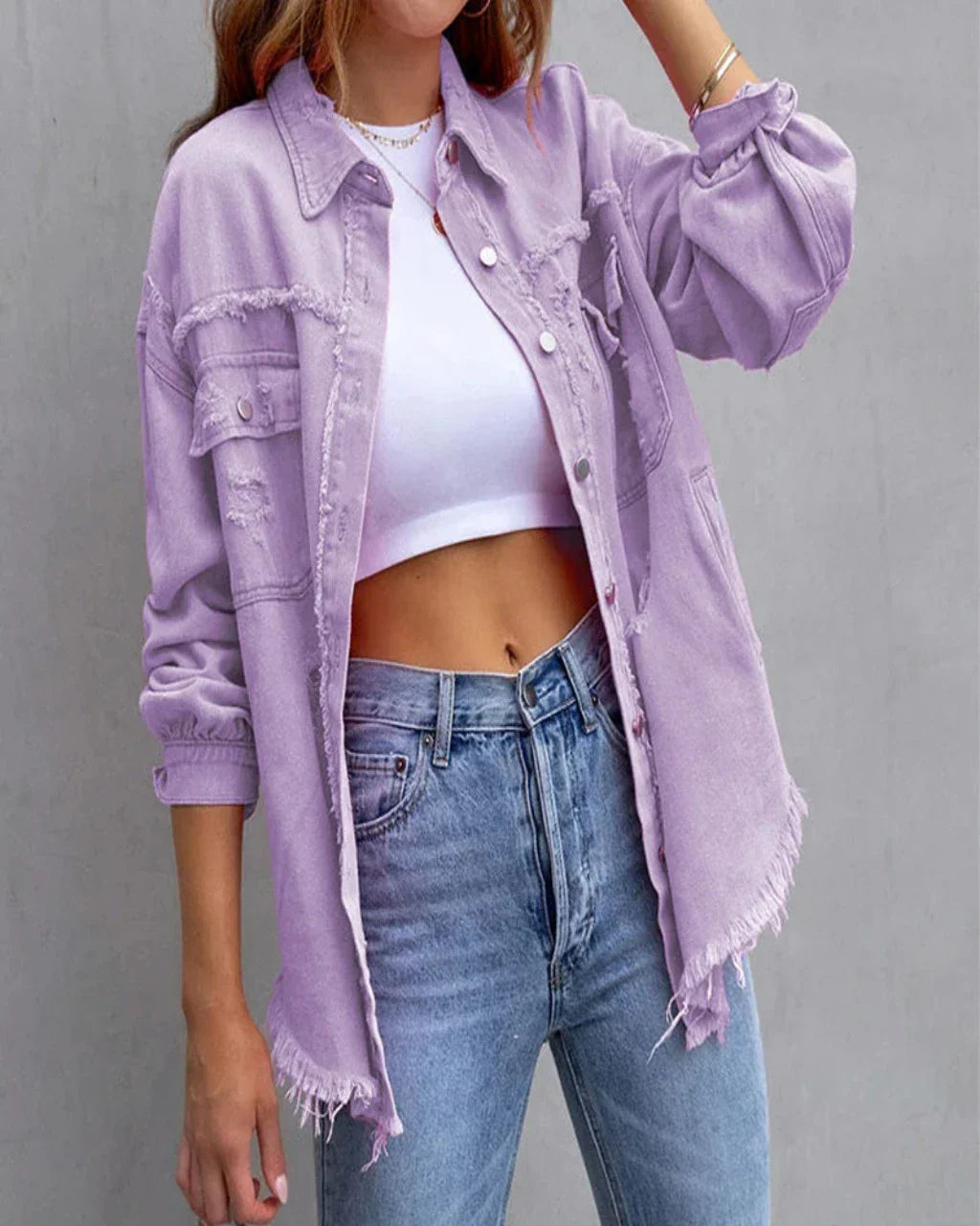 Women's Torn Denim Jacket – Edgy Style for Effortless Outfits 8