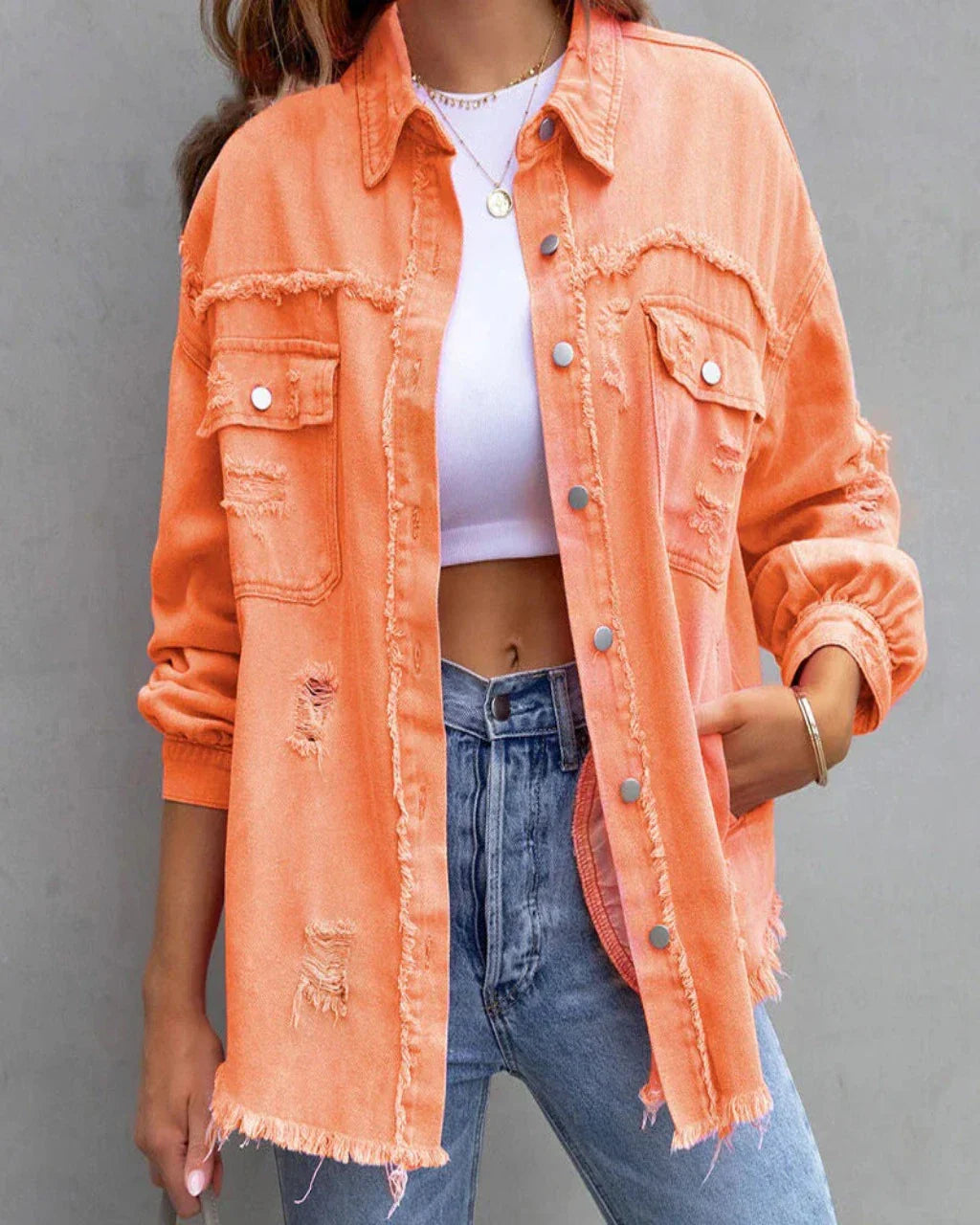 Women's Torn Denim Jacket – Edgy Style for Effortless Outfits 9