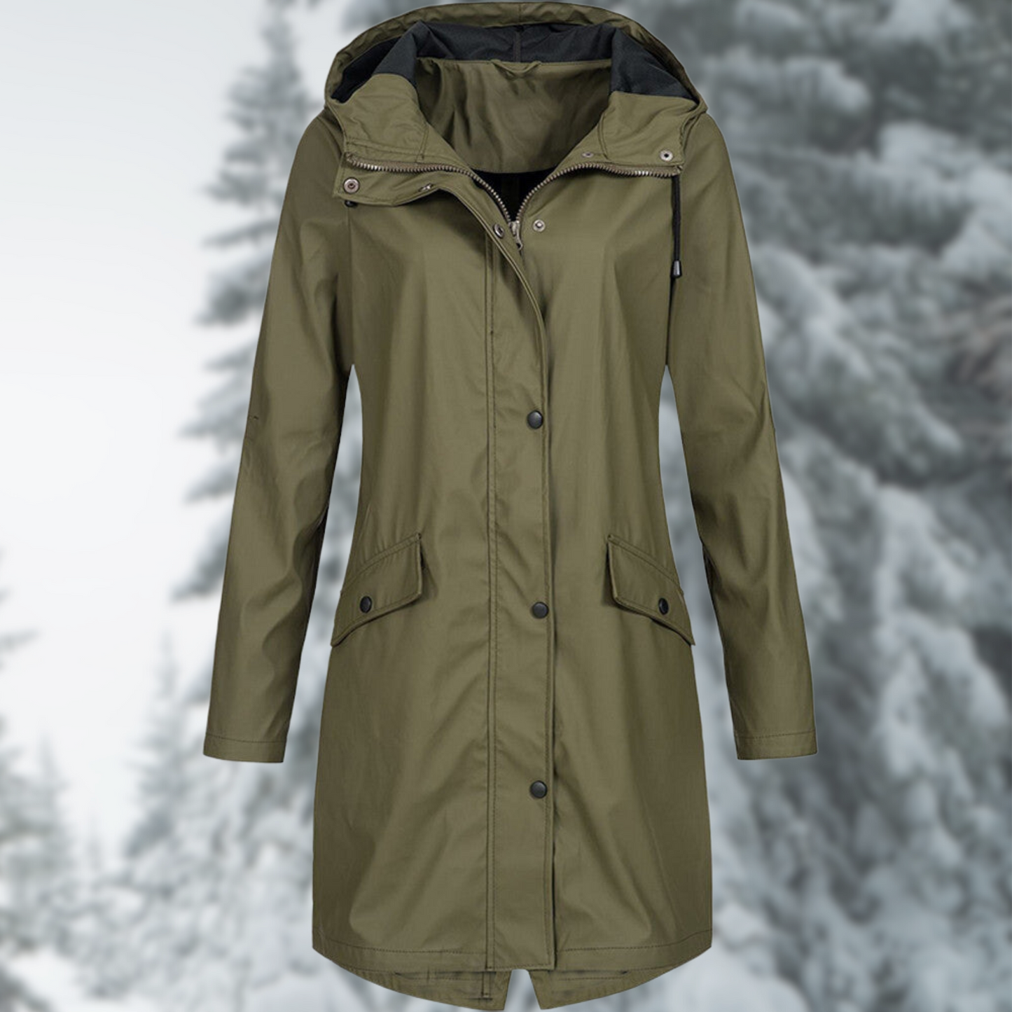 Women's Waterproof Long Raincoat – Stylish Hooded Design for All-Day Comfort 2