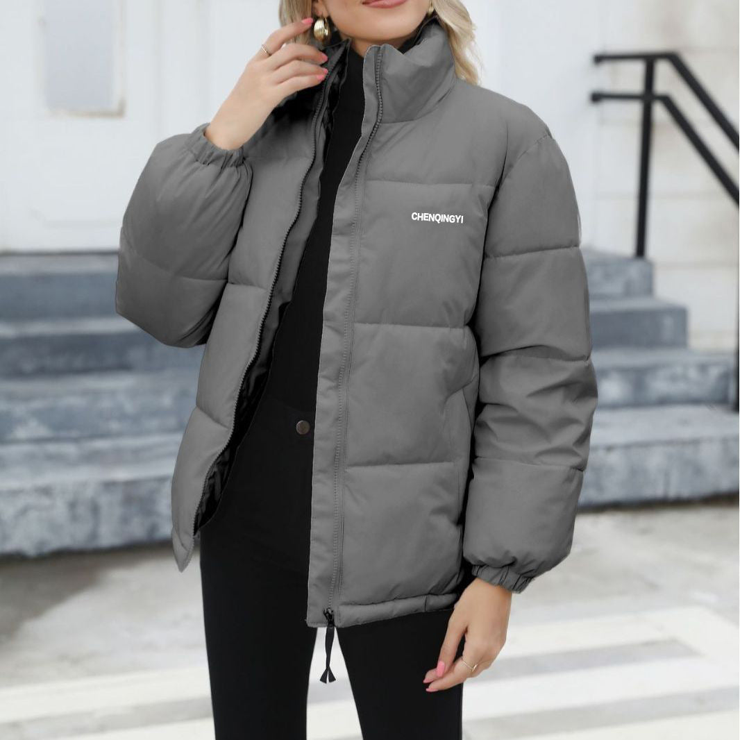 Women's Windproof Puffer Jacket – Cozy Cotton with Turtle Neck 1
